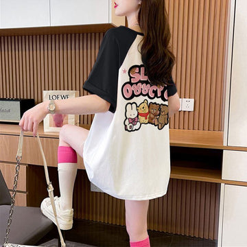 おすすめ 切り替え 定番シンプル プリント 4色選択 半袖Tシャツ＜U-8583＞