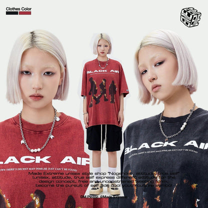 タイドブランド  アメリカンストリート レトロフレームプリントTシャツ<U-2905>