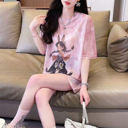 着回し力抜群 絞り染め アバンギャルド プリント 3色選択 半袖Tシャツ＜U-8575＞