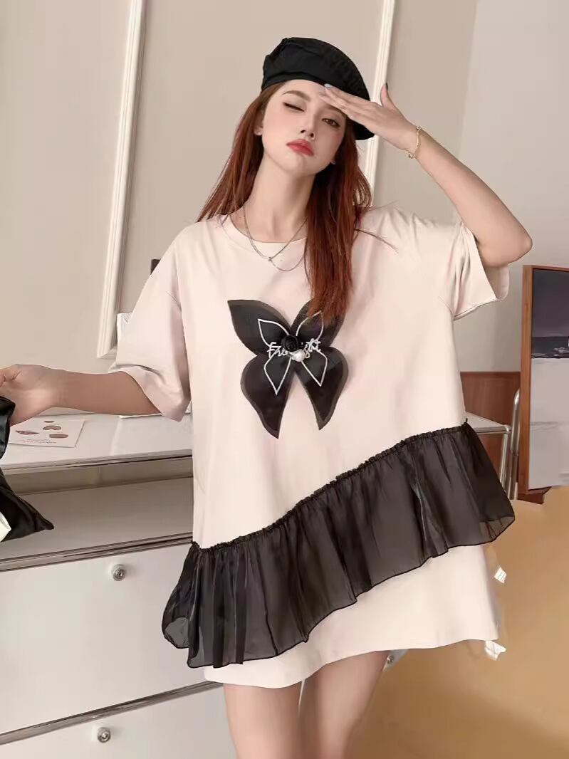 絶対欲しい 切り替え キュート プリントゆったり 半袖Tシャツ 全5色＜U-8271＞