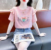 新商品 大人可愛い 話題沸騰中 ホットダイヤモンド 全3色 半袖Tシャツ<U-8868>