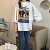 合わせやすい 切り替え 美人度アップ プリント Tシャツ カットソー＜U-3447＞