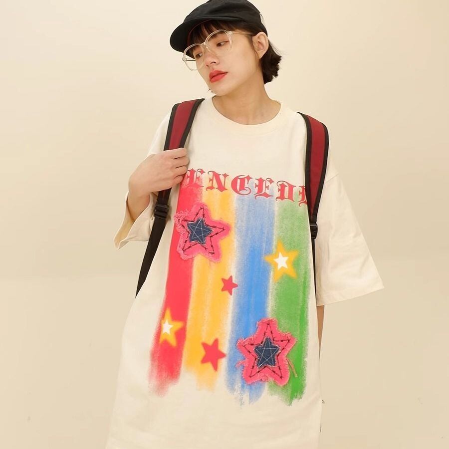話題沸騰中 目を奪われる 流行新作 個性的なデザイン 2色選択 半袖 Tシャツ <U-9309>