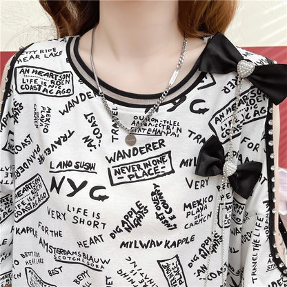新商品 プリント ファッション 半袖Tシャツ カットソー＜U-8318＞