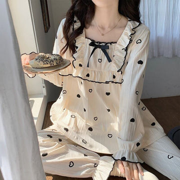超人気 ファッション 大人可愛い キュート 上質 フレアスリーブ パジャマ<U-4927>