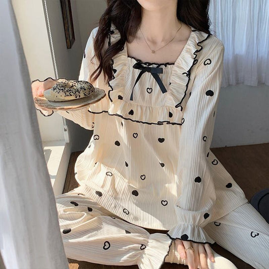 超人気 ファッション 大人可愛い キュート 上質 フレアスリーブ パジャマ<U-4927>
