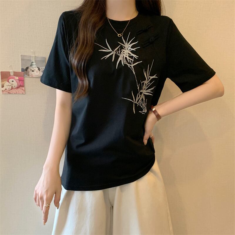 おすすめ 海外トレンド カジュアル モーダル 刺繍 半袖Tシャツ＜U-8476＞
