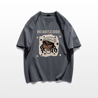 ベストセラーアイテム！ カジュアル 定番シンプル ルーズ プリント全5色 半袖Tシャツ<U-9022>