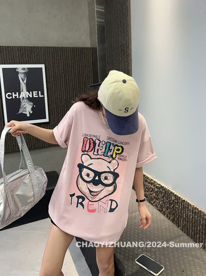 豊富な品揃え カジュアル ファッション プリント 半袖Tシャツ<U-4915>