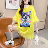 好感度満載 プリント 美感いっぱい Tシャツ カットソー ワンピース＜U-3428＞
