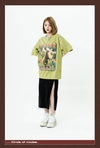 アメリカンレトロ絵画ウサギ半袖Tシャツカップル男女同スタイル<U-2910>
