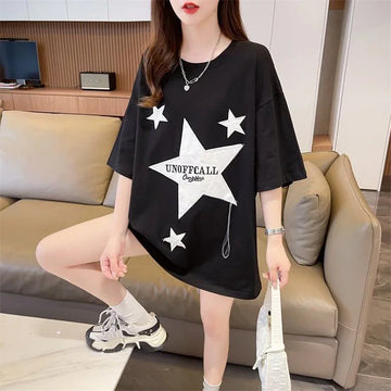 新作  おしゃれな星柄Tシャツ ゆったり半袖＜U-2825＞