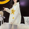 大人可愛い星柄ロゴゆったりフード付きニットパーカ全2色トップス＜U-4782＞