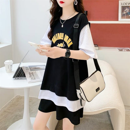 美人度アップ 切り替え チャーミング Tシャツ＋ショートパンツ セットアップ＜U-3615＞