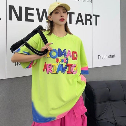 個性的なデザイン アバンギャルド 好感度満載 プリント 半袖Tシャツ カットソー＜U-8237＞