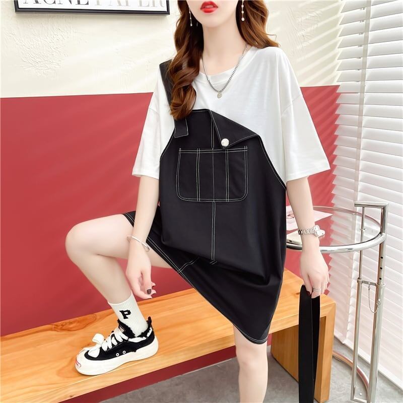 スタイリッシュ プリント 一目惚れ Tシャツ カットソー ワンピース＜U-3477＞