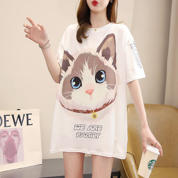 新商品 カジュアル 売り切れ必至 ルーズ プリント 全2色 半袖Tシャツ<U-8777>