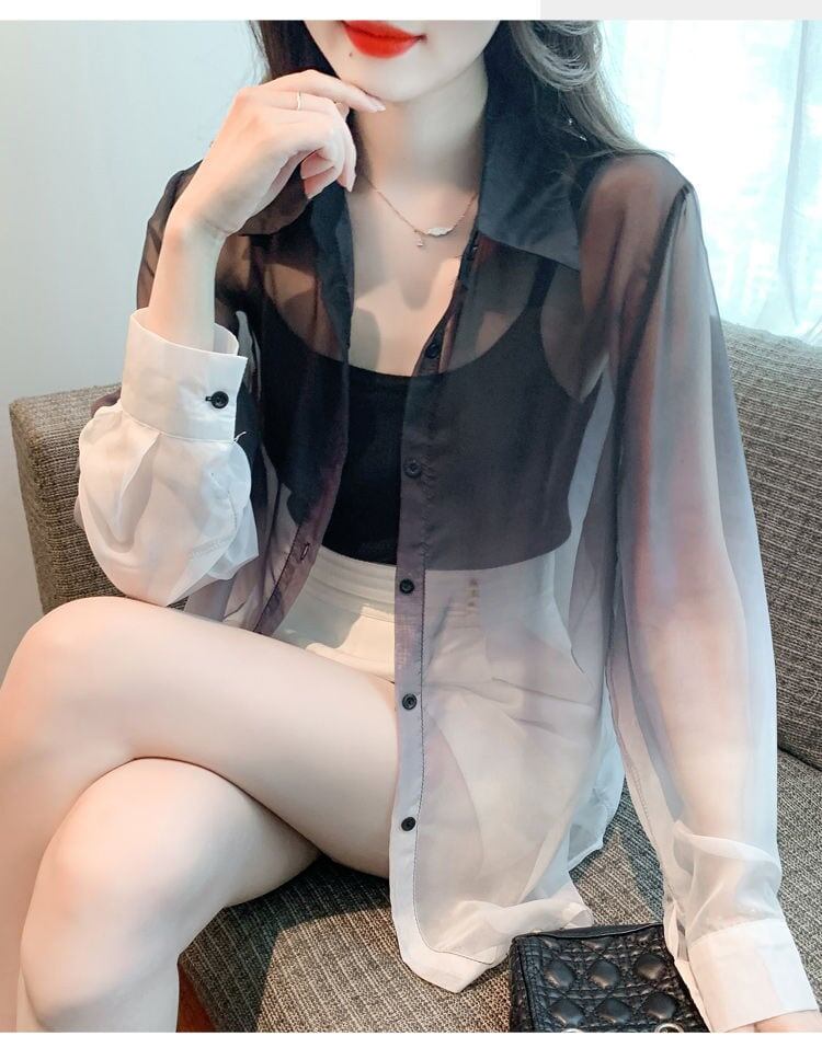 美人度アップ ルーズ オシャレ度満点 透け感 日焼け対策 シャツ ブルゾン＜U-8048＞