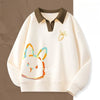 大人可愛いウサギちゃんロゴポロネック裏起毛スウェット全6色<U-4507>