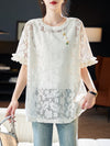 好感度UP カジュアル 今季マストバイ ファッション 透かし彫り Tシャツ<U-8396>