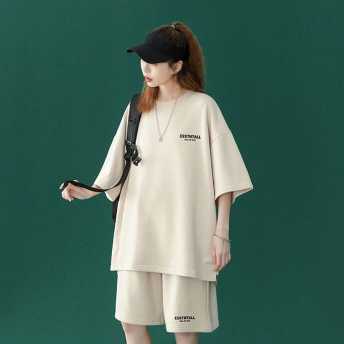 【半額セール】早い者勝ち  男女兼用 半袖Ｔシャツⅹパンツセット全4色<U-6549>