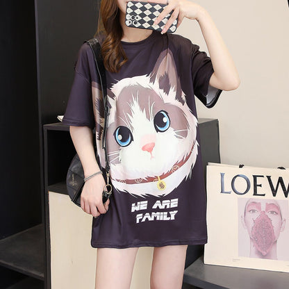 新商品 カジュアル 売り切れ必至 ルーズ プリント 全2色 半袖Tシャツ<U-8777>