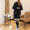 おすすめ アルファベット スパンコール プリントTシャツ ゆったりワンピース＜U-2993＞
