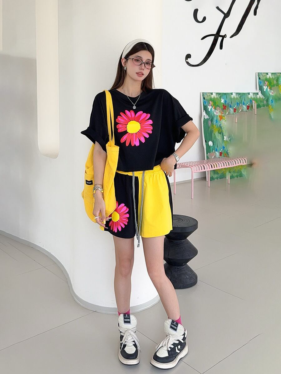 好感度UP カジュアル 真夏も快適 半袖 Tシャツ ショートパンツ セットアップ ＜U-11374＞