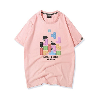 活躍する優秀アイテム 着心地良い カジュアル プリント 全8色 半袖Tシャツ 男女兼用<U-9321>