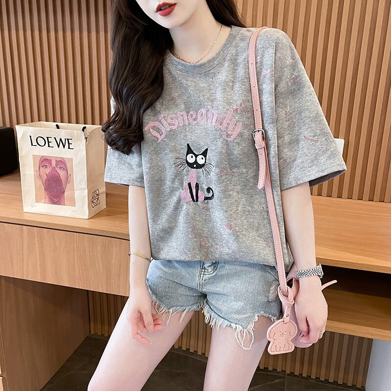 スウィート 早い者勝ち 絶対流行 カジュアル 2色選択 Tシャツ<U-11572>