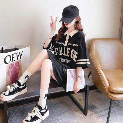 デザイン感 切り替え チャーミング プリント Tシャツ カットソー＜U-3623＞