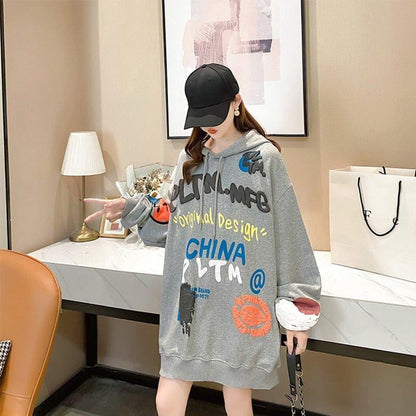 気質溢れる 3色選択可 女性力を高める プリント 長袖 スウェット パーカー＜U-2844＞
