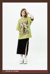アメリカンレトロ絵画ウサギ半袖Tシャツカップル男女同スタイル<U-2910>