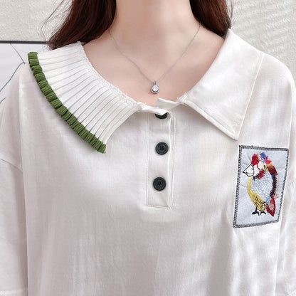 絶対欲しい キュート 定番シンプル 切り替え 全2色 半袖Tシャツ<U-8742>