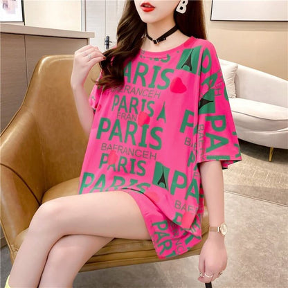 個性的なデザイン プリント お値段以上 Tシャツ カットソー ワンピース＜U-3302＞