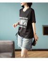 話題沸騰中 ファッション 着回し力抜群 プリント 2色選択 半袖Tシャツ＜U-8621＞