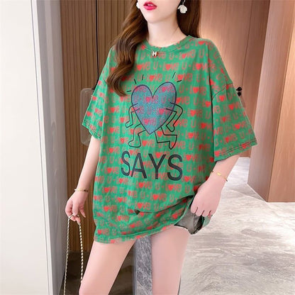 カジュアル 切り替え オシャレ度満点 プリント Tシャツ カットソー＜U-3411＞