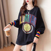 着せ グラフィックプリント 虹色 ロング長袖Tシャツ 三色トップス＜U-4107＞