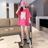 超人気商品 ロング アルファベット プリントTシャツ 三色 ゆったり半袖 ＜U-4019＞