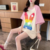 美人度アップ Tシャツ 可愛いウサギ 丸襟 半袖＜U-2824＞