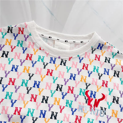 【半額！期間限定！！】新作 プリント カジュアル ラウンドネック 半袖Tシャツ カットソー＜U-8427＞