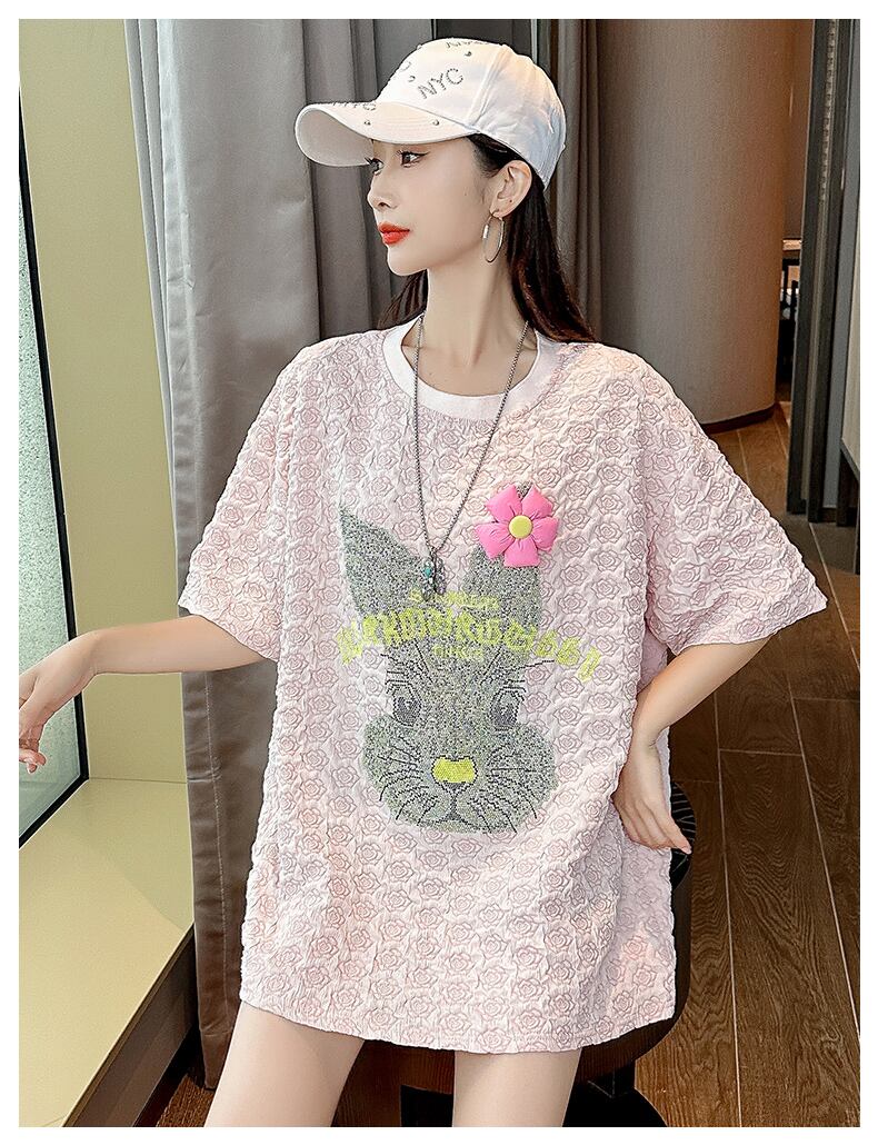 話題沸騰中 キュート カジュアル ホットダイヤモンド 半袖Tシャツ＜U-8626＞