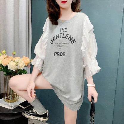 個性的なデザイン 切り替え スタイリッシュ ワンピース Tシャツ カットソー＜U-3117＞