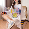 着?せ グラフィックプリント 虹色 ロング長袖Tシャツ 三色トップス＜U-4107＞