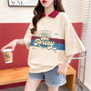 スタイルアップ グラフィック POLOネック ドロップショルダーTシャツ ゆったり半袖 ＜U-3048＞