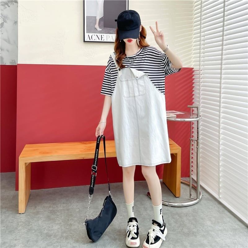 スタイリッシュ プリント 一目惚れ Tシャツ カットソー ワンピース＜U-3477＞