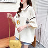 韓国系 ロング POLOネック Tシャツ 四色 ゆったり半袖 ＜U-2869＞