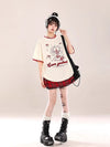 大人可愛い 早い者勝ち 絶対流行 カジュアル 2色選択 Tシャツ<U-11108>