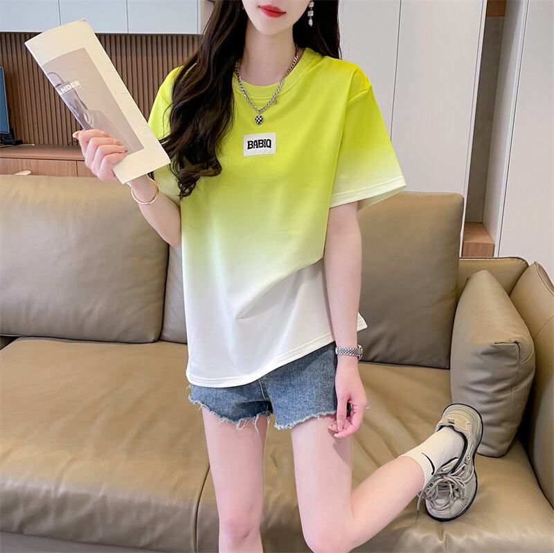 新商品 カジュアル グラデーション プリント 全3色 半袖Tシャツ<U-9214>
