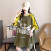 キュートなウサギのカラーブロック半袖Tシャツ<U-2989>